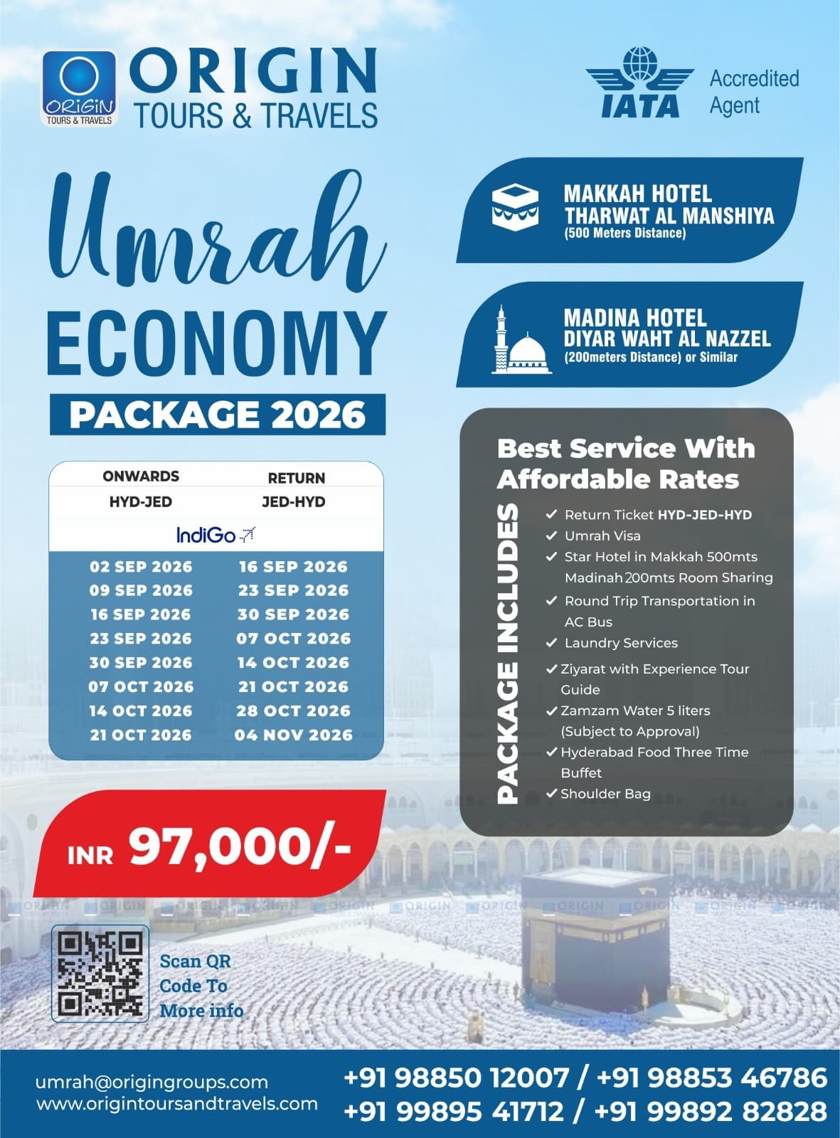 Origin Umrah Economy Package October 2026 – Hyderabad